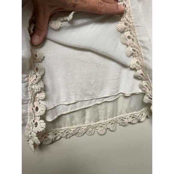 CARLA CONTI ITALY 100% Silk Fully Lined Tunic Crochet Trim, Sz L - Picture 4 of 10